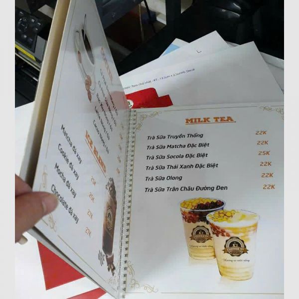 In menu bìa cứng bóng